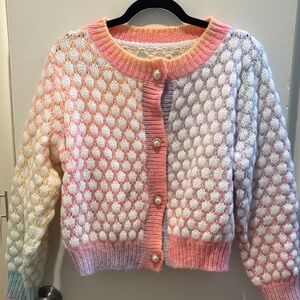 Colorful Women's Sweater with pearl button detail